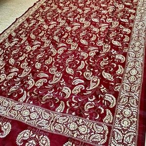 Embroidered mirror kantha silk sari